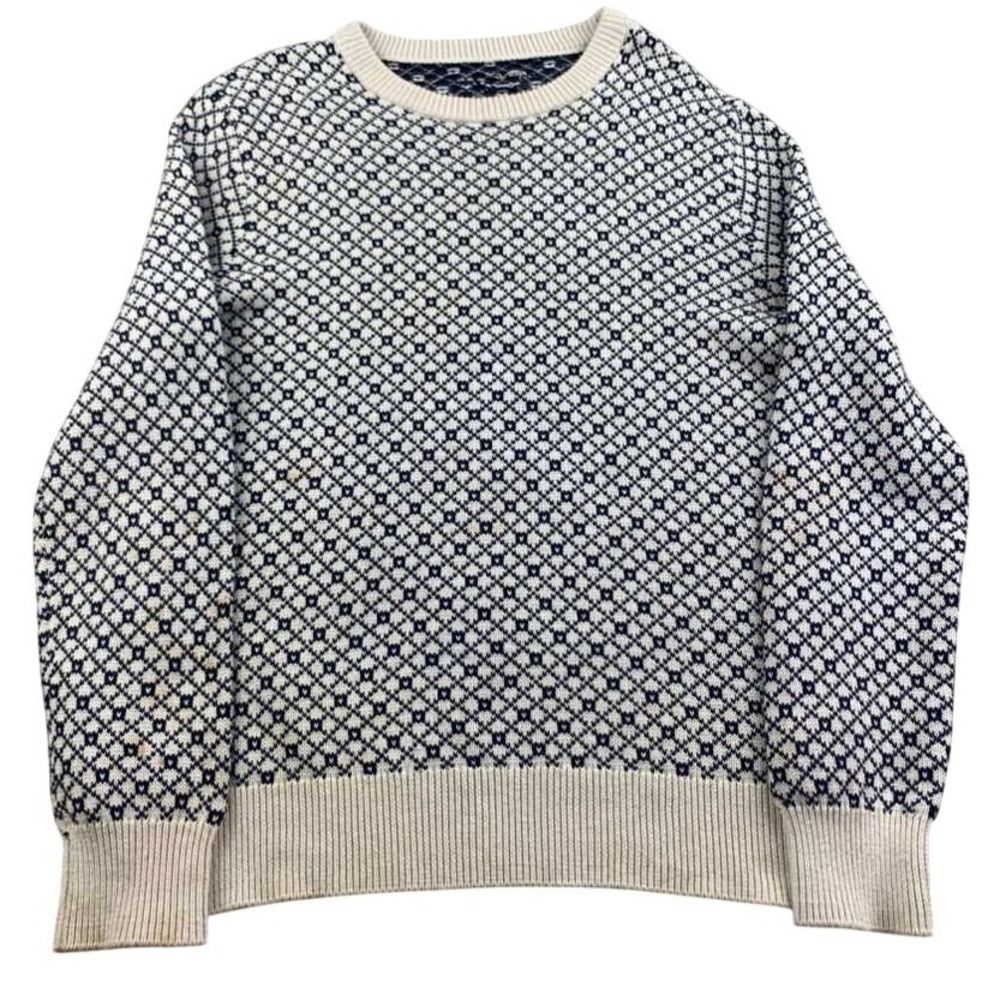 JCrew Sweater Men S Birdseye Knit Crewneck Pullover Blue White‎ 100% Cotton